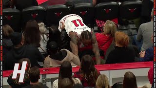 DeMar DeRozan Jumps into the Crowd to Save the Ball From Going Out of Bounds
