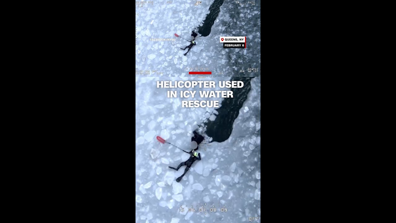 Helicopter used during icy water rescue