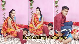 Back stomach sitting challenge//husband vs wife //funny video
