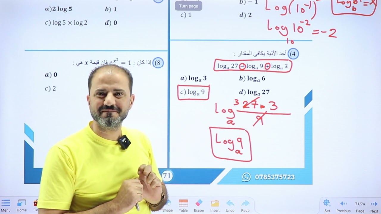 حل اختبار نهاية الوحدة الاولى | الاقترانات الأسية واللوغاريتمية | #رياضيات_الادبي #توجيهي2006 #