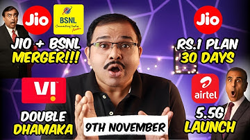 Finally Jio & BSNL Network Merge by Govt, Jio New Rs.1 Offer, Airtel Advance 5.5G Network Launch🇮🇳