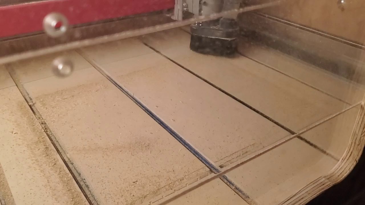 PrintNC wasteboard surfacing with 3/4" bit at 10m/min 1mm doc 15mm stepover