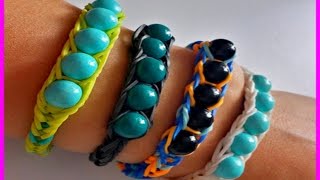 Bracelet élastique SHAMBALLA - RAINBOW LOOM  avec des perles  ( en français)