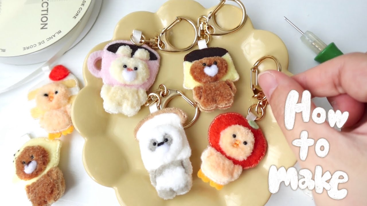 DIY】Cute Front and Back! Punch Needle Keychain 🐣🍎 - YouTube