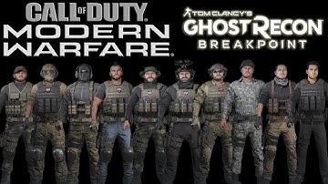 CHARACTERS FROM CALL OF DUTY MODERN WARFARE 1-3 ! ULTIMATE OUTFITS SHOWCASE - Ghost Recon Breakpoint