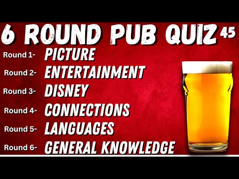 Virtual Pub Quiz 6 Rounds: Picture, Entertainment, Disney , Languages and General Knowledge No45