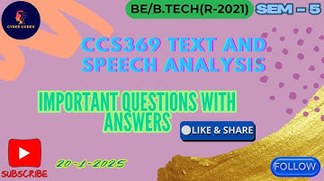 CCS369 TEXT AND SPEECH ANALYSIS Important Questions with Answers in Tamil | Revision |R-2021 | Sem 5