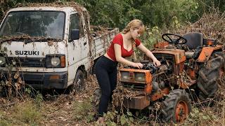 Timelapse :The girl spent 90 days repairing and restoring two trucks and one farm tractor.