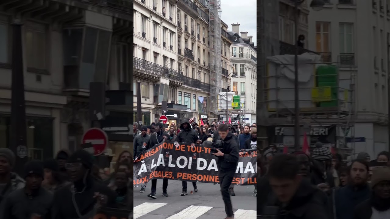 Illegal immigrants protest in Paris.          