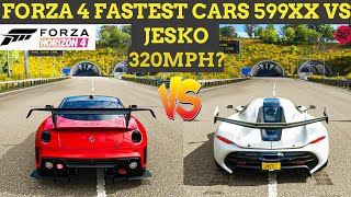 Forza Horizon 4 Top Fastest Cars - Koenigsegg Jesko vs Ferrari 599xx Evolution Top Speed Battle