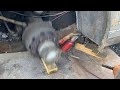 Leaf spring change on bus.  How to turn a bottle jack into a missile