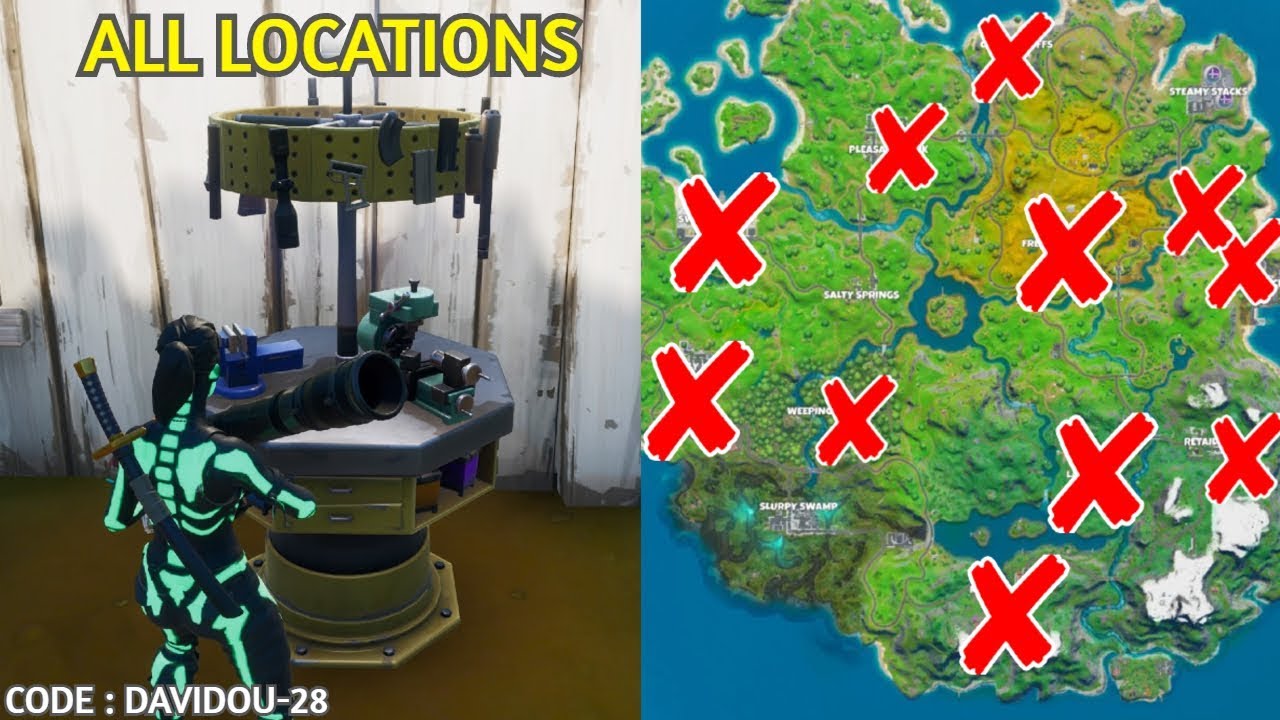 *FORTNITE ALL LOCATIONS WEAPON UPGRADE BENCH* TOUS LES ...