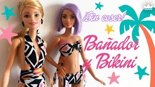 Bañador y Bikini para Barbie ¡Sin coser! DIY Ropa para muñecas. Traje de Baño Swimwear