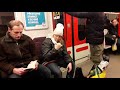 Passengers with mice in the prague metro