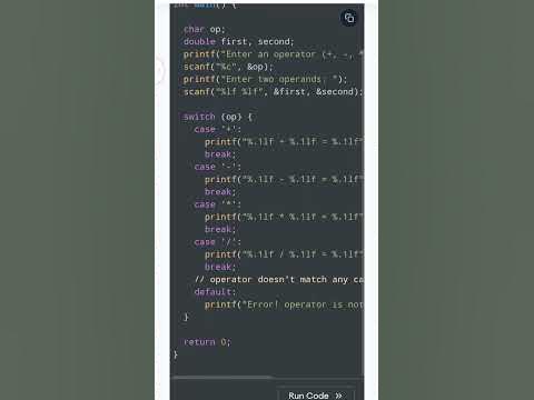 C program to make CALCULATOR using SWITCH CASE😯😯#calculator #switchcase ...