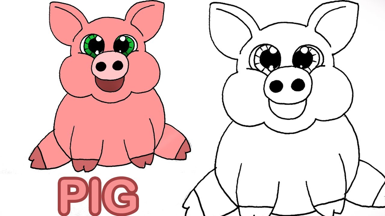 Very Easy! How to Draw Cute Cartoon PIG. Art for Kids. - YouTube