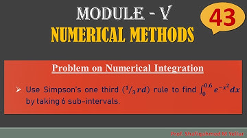 #43|| Problem#2 || Simpson’s one third 𝟏⁄𝟑 𝒓𝒅 rule || find ∫〖𝒆^〖−𝒙〗^𝟐  𝒅𝒙〗 in [0, 0.6] || 18MAT21||