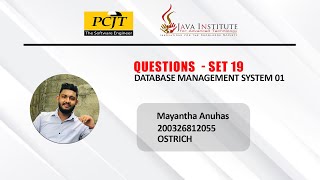 Question Set 19 | Database Management System | Java Institute