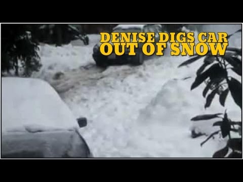Denise digs car out of snow