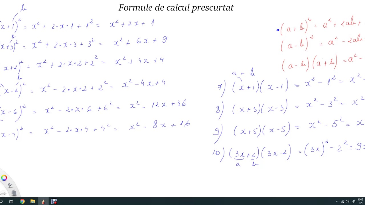 Formule de calcul prescurtat