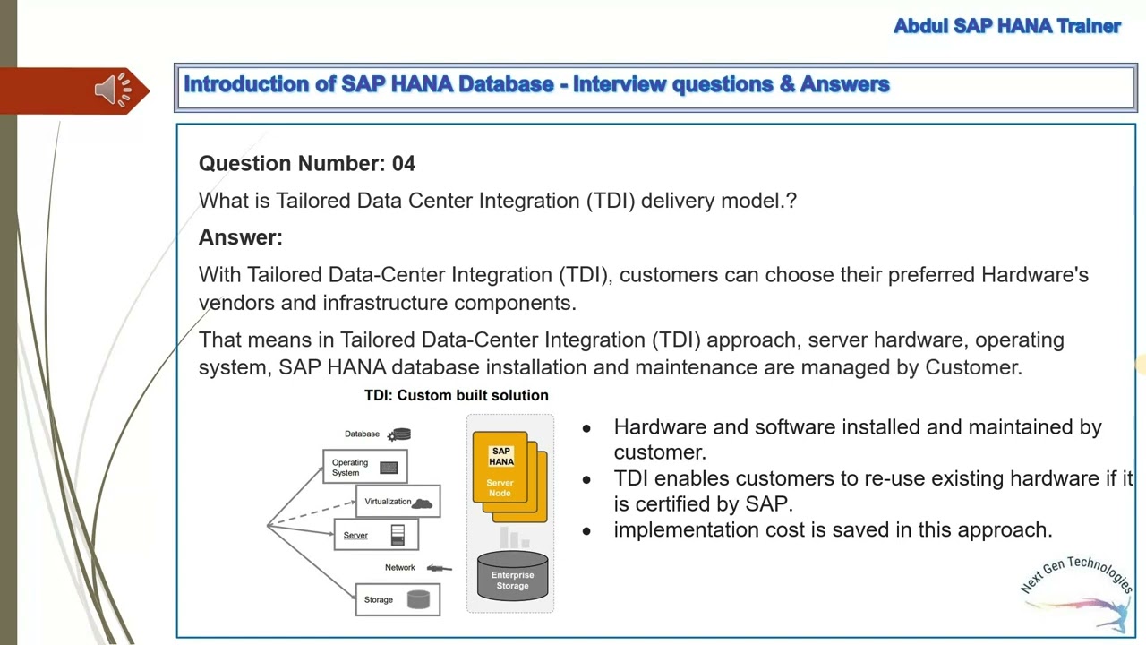 Unit 1 Introduction of SAP HANA Database Interview Questions and