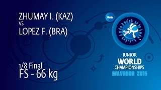 1/8 FS - 66 Kg: I. ZHUMAY (KAZ) Df. F. LOPEZ (BRA) By TF, 12-0 1/8 FS - 66 Kg: I. ZHUMAY (KAZ) Df. F. LOPEZ (BRA) By TF, 12-0