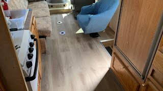 Removing Old RV Carpet and Vinyl New Plank Floor Installation