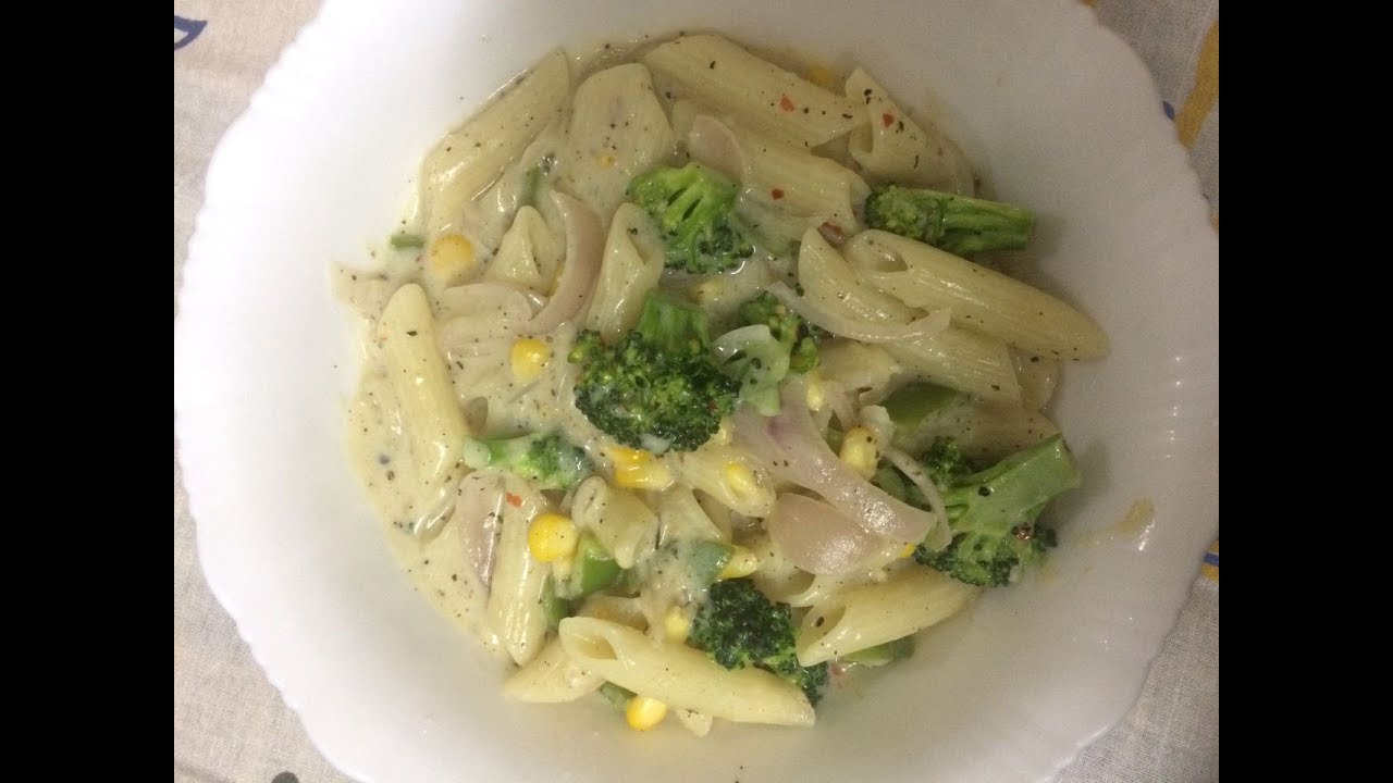 White Sauce Pasta with broccoli & Corn (वाइट सॉस पास्ता विथ ब्रोक्कोली & कॉर्न ) - YouTube