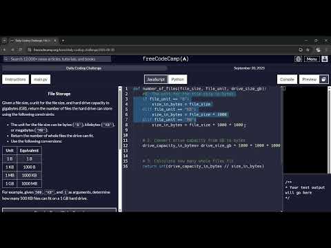 @freecodecamp freeCodeCamp Daily Coding challenge series 20_sept | File Storage | Python