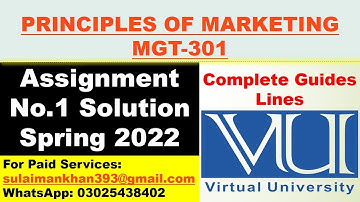 MGT 301 PRINCIPLES OF MARKETING  Assignment No 1 Solution Spring 2022 l VU