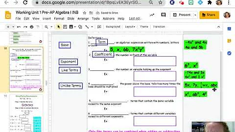 8/31 Pre-AP Alg. Slides17-20