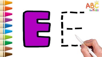 [ABC for Kids] 아이들을 위한 낱말 배우기 | 점선따라 알파벳 E 쓰기