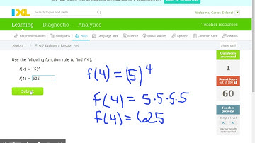 Q 7 IXL   Evaluate a function Algebra 1 practice