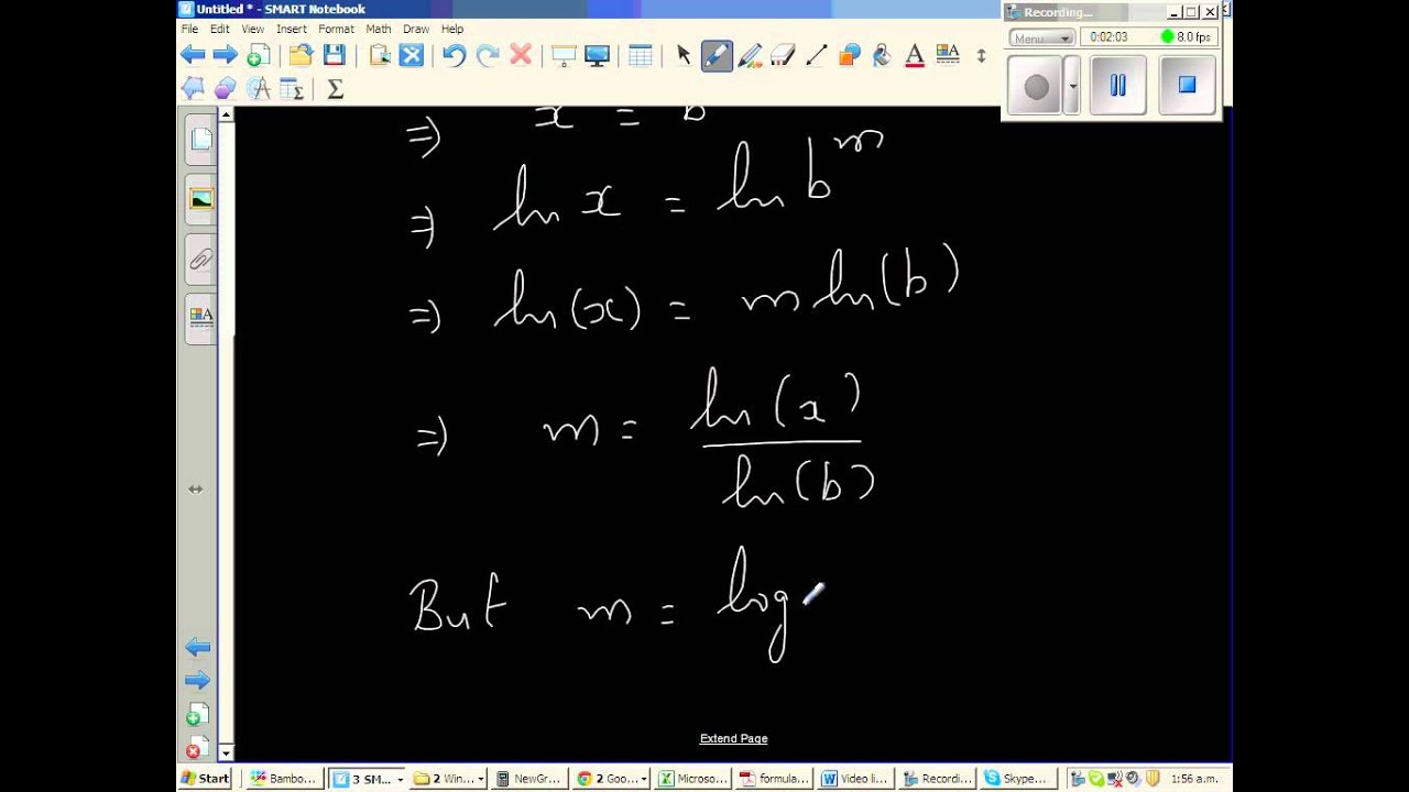 Proof of derivatve of logb(x)= 1/xln(x) - YouTube
