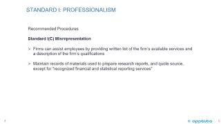 I. PROFESSIONALISM - C. Misrepresentation