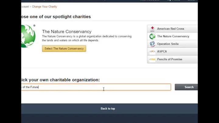 Choosing a charity on AmazonSmile
