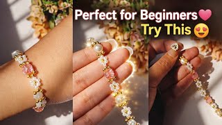 daisy bracelet tutorial with crystal accent✨🌸✨/diy daisy flower breslet tutorial