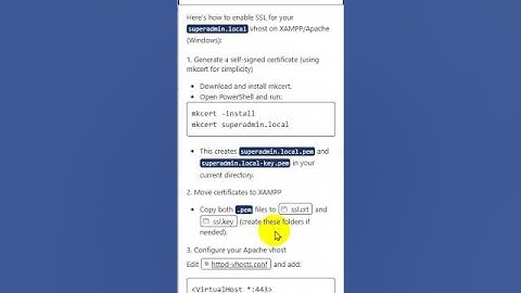 Free SSL for localhost #ssl #windows #local #localhost #xampp #php #virtualhost #sslcertificate #tip