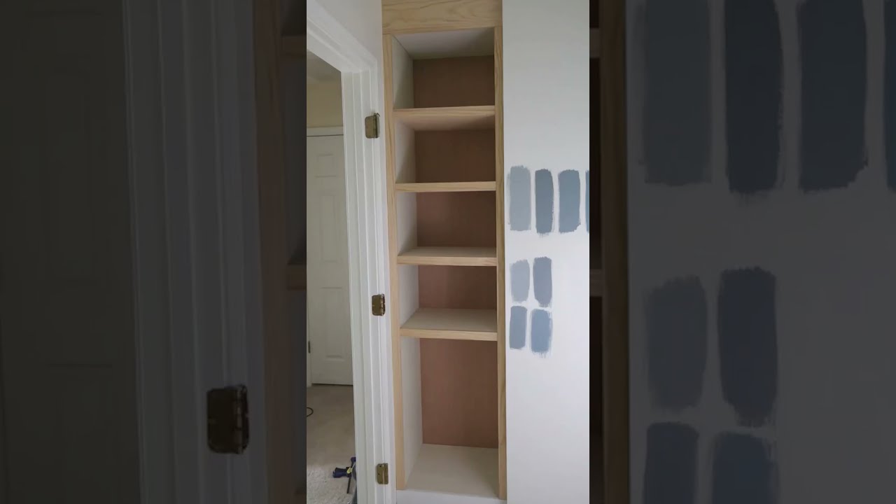 DIY Bathroom Built In Shelves And Cabinet