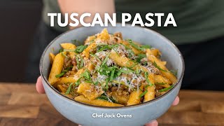 Simple & Filling Creamy Tuscan Beef Pasta