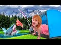 BACKYARD CAMPiNG the MOViE!!  Adley and Family camp routine, build a tent, fishing, lake, and more!