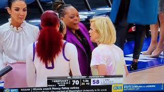 LSU coach Kim Mulkey gets a technical foul in epic fashion.