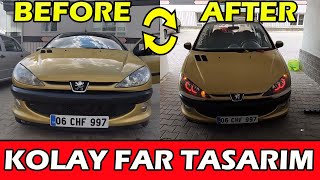 Peugeot 206 Custom Headlights, Angel Ayes Tasarımı ve Peugeot 206 Far Karartma