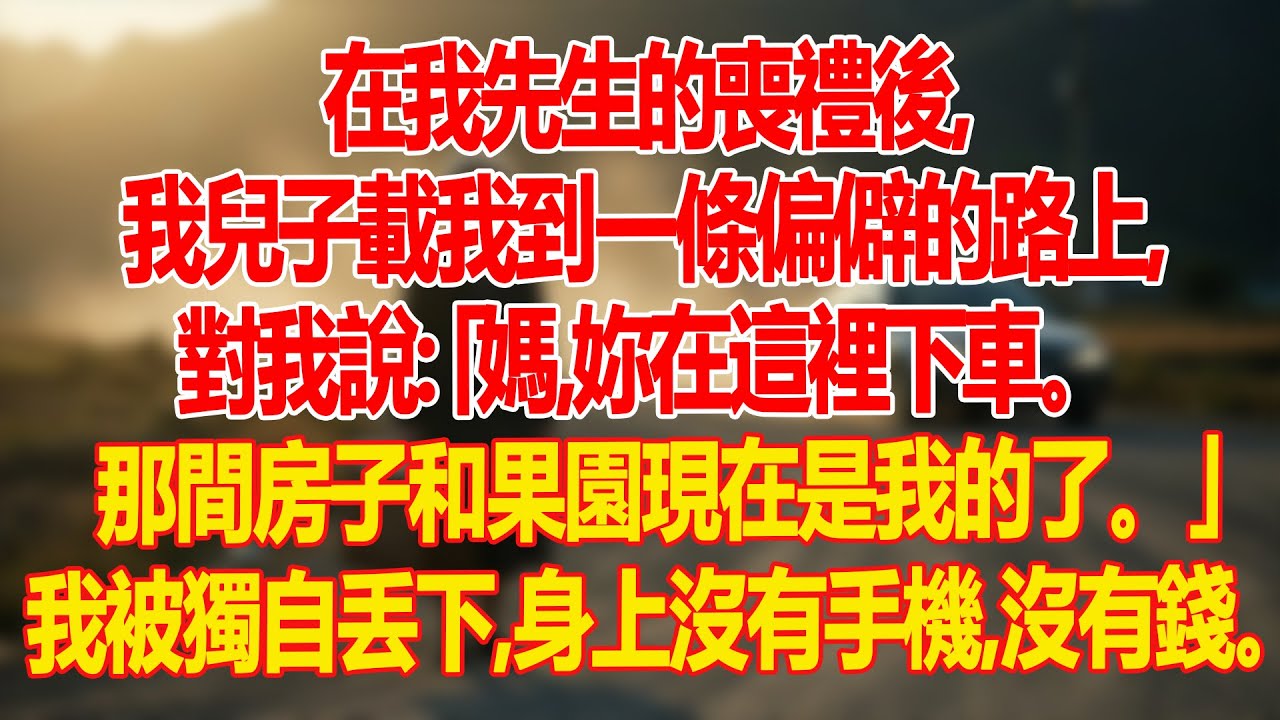 【真實故事】 在我先生的喪禮後，我兒子載我到一條偏僻的路上，對我說：「媽，妳在這裡下車。那間房子和果園現在是我的了。」 | 父母子女冲突 | 真實故事 | 故事分享 | 情感故事