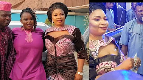 Checkout The Beautiful Outfit Laide Bakare Rock To Kunle Afod's Brother Wedding As She Dance &Spray