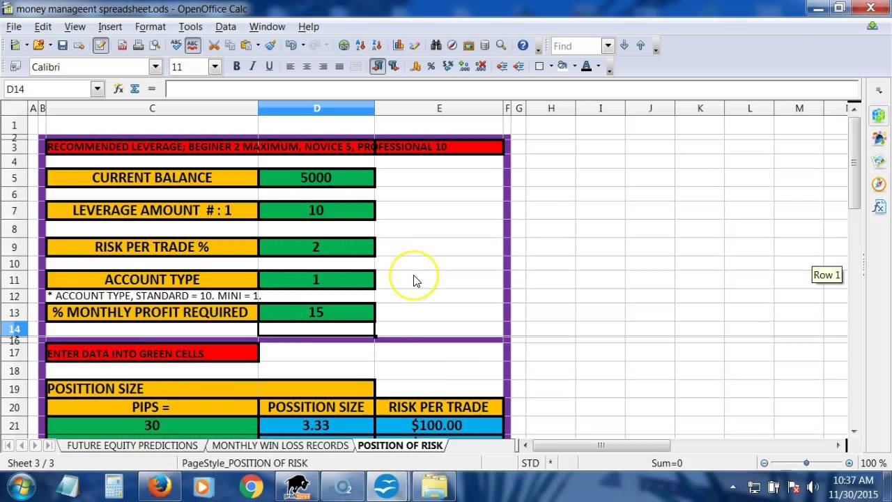 forex money management excel sheet