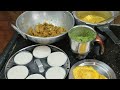 ரேஷன் பருப்பில் வெண்டை மாங்காய் சாம்பார்  எண்ணெய் கத்திரிக்காய் புதினாமல்லி துவையல் முட்டை இட்லி