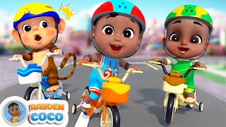 Five Little Monkeys - Ride a Bike | RaydenCoco Nursery Rhymes & Kids Songs