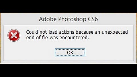 could not load actions because an unexpected end of file was encountered