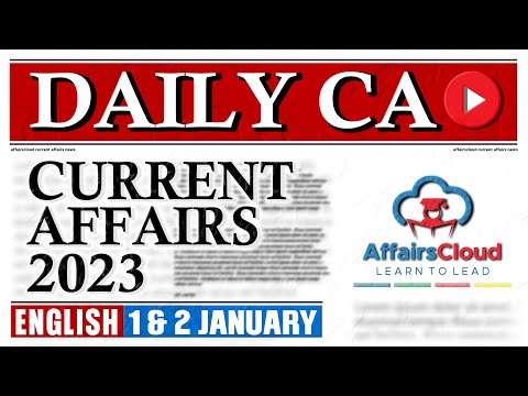 Current Affairs 1 & 2 January 2023 | English | By Vikas | Affairscloud For All Exams
